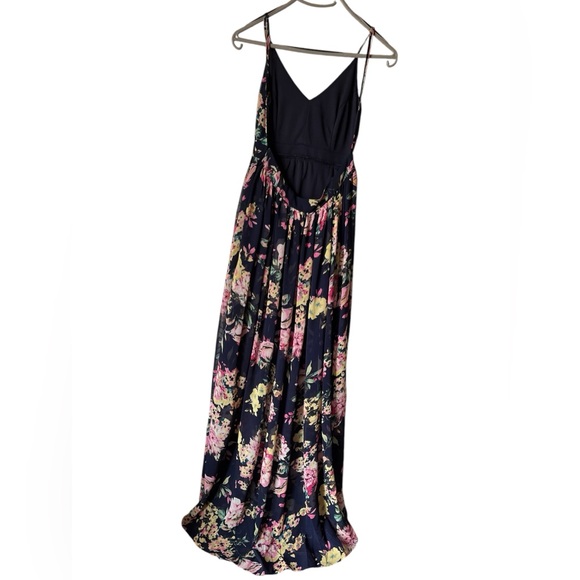Miss Avenue Navy blue floral Maxi Dress Surplice Split Sleeveless Strappy Sundre - Picture 4 of 11